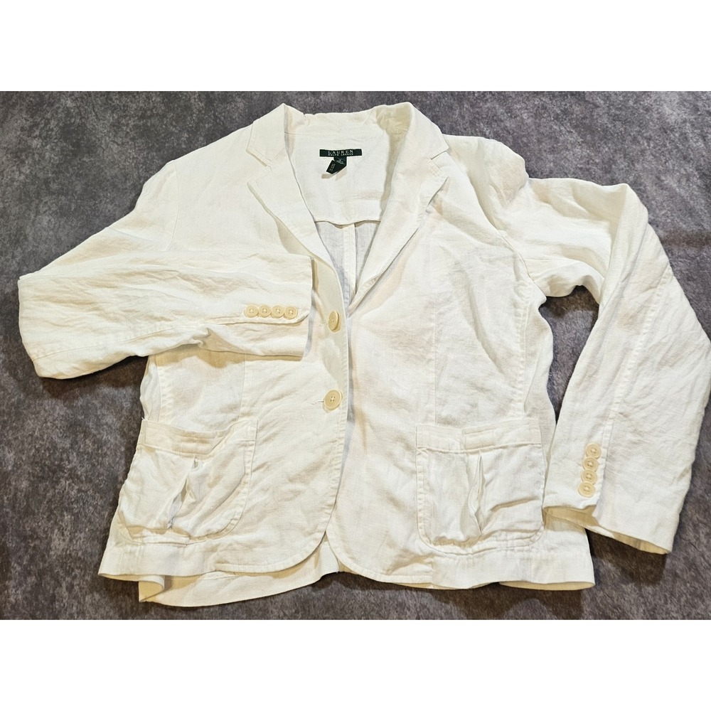 Lauren Ralph Lauren Women 2-Button Linen Blazer Classic,Workwear,Minimalist